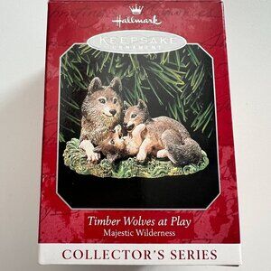 Hallmark Keepsake Timber Wolves at Play "Majestic Wilderness" Ornament 1998